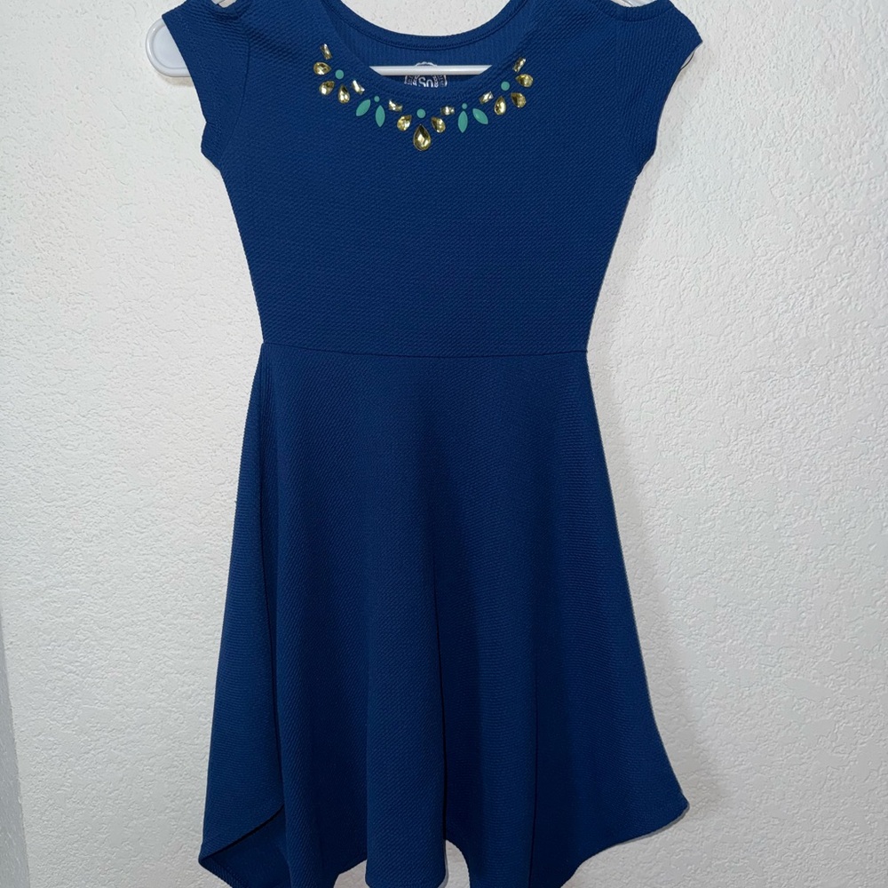 SO Blue Kids Dress with Jewel Details
